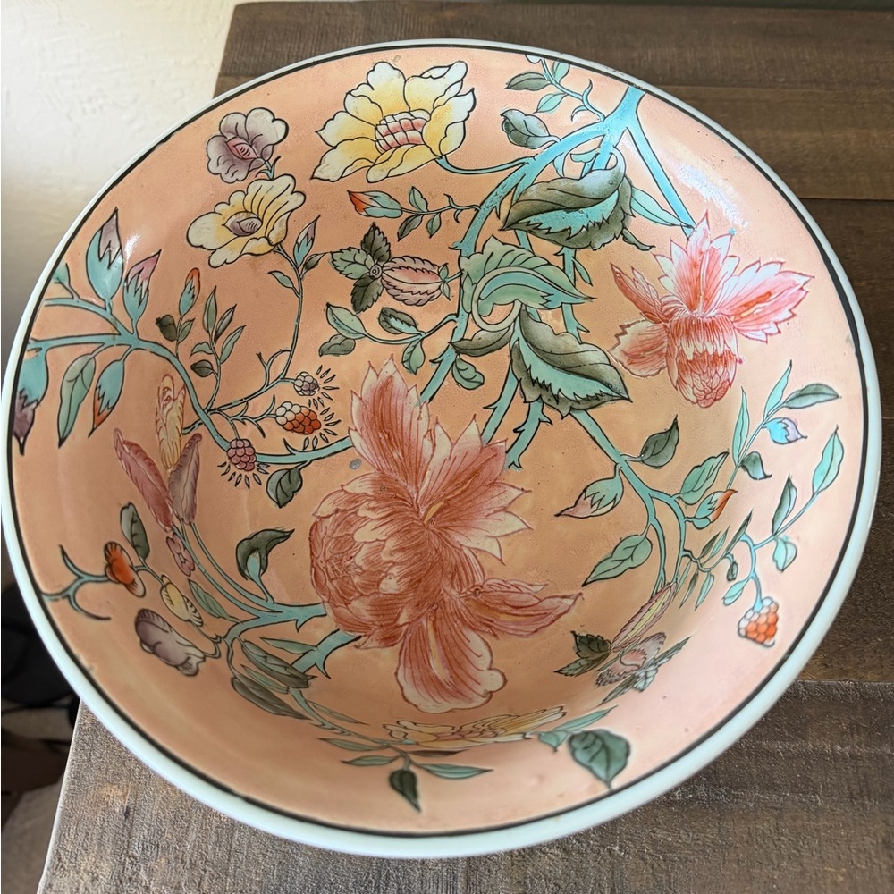 Decorative Porcelain Floral Bowl with Multicolor Design